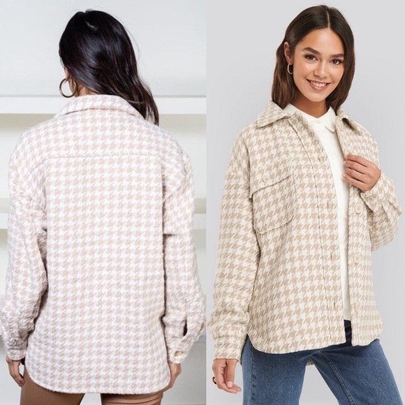 NWT REVOLVE X PISTOLA Houndstooth Wool Blend Oversized Button Up Shirt Jacket XL - Picture 13 of 13